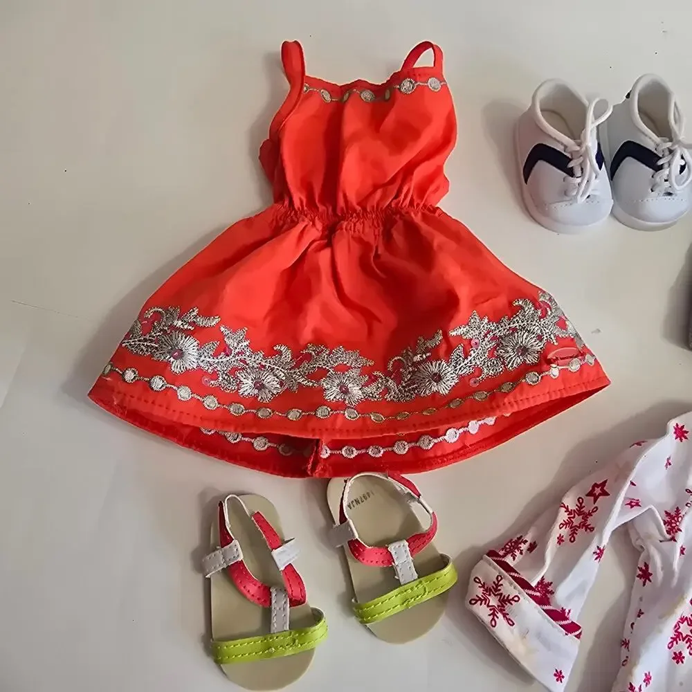 American Girl Clothing Lot: Shoes, Dress, Denim Vest, PJ Top